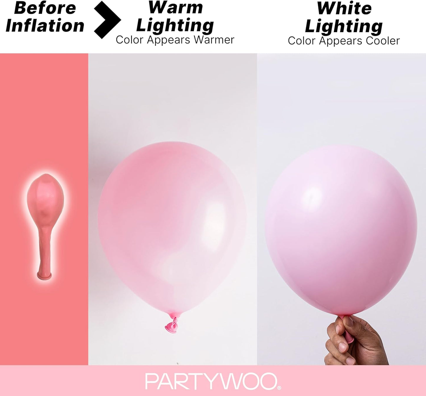 PartyWoo Baby Pink Balloons - 155-Piece Arch Kit with Various Sizes for Baby Shower & Birthday Decor