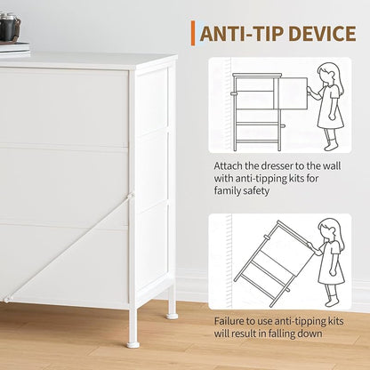 12-Drawer Long Fabric Dresser Wide Storage Chest TV Stand - White