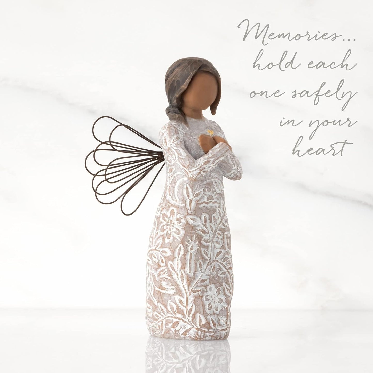 Willow Tree Remembrance Angel - Darker Skin Tone, Hand-Painted Figure for Sympathy & Support