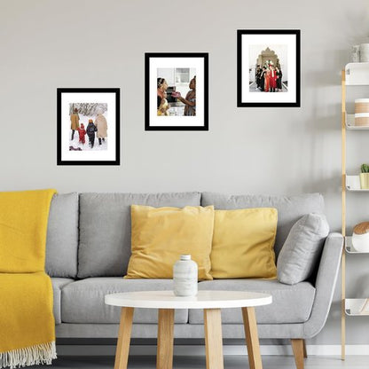 10x14 Picture Frame Set of 12 for 30 x 40 cm Diamond Art Painting, Display 8.5x11 with Mat or 10x14 without Mat, Wood 10 by 14 Wall Gallery Poster Photo Frames Bulk with 8.5x11 Mat,12 Pack, Black