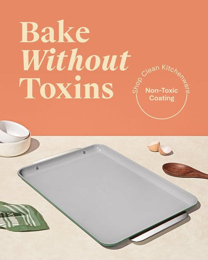 Caraway Non-Stick Ceramic Baking Sheet - Non-Toxic & PTFE Free - Ideal for Baking & Roasting - Large 18" x 13" - Sage