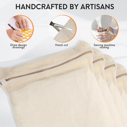 Organic Cotton Mesh Laundry Bags - 4-Piece Set with Sturdy Zippers | Durable & Breathable for Delicate Items