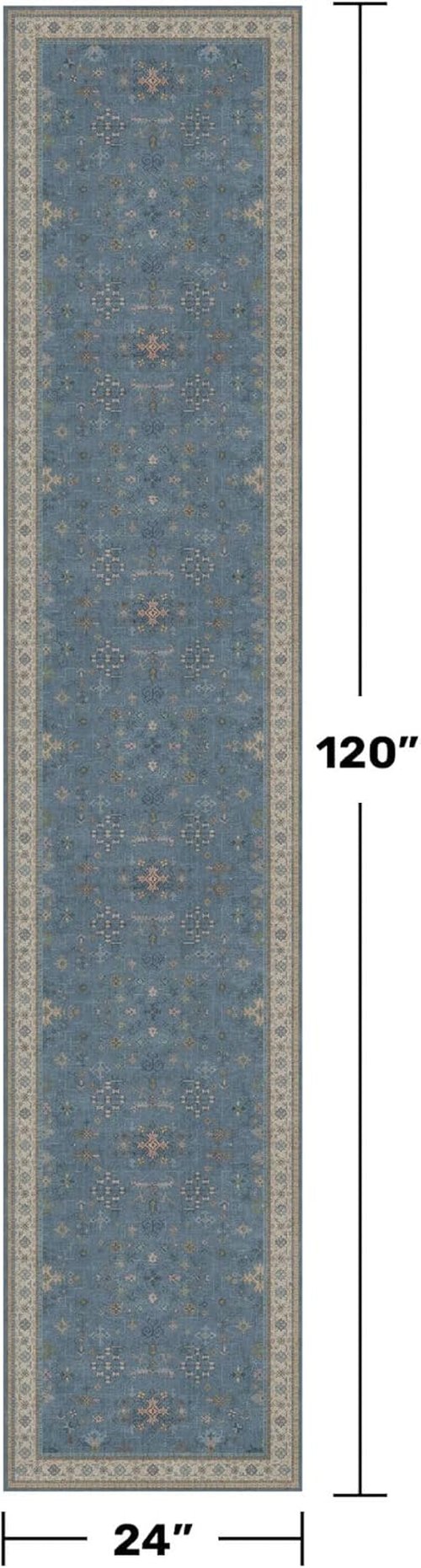 Hazo Haus Non-Slip 10ft Hallway Runner Rug - Washable & Waterproof Blue 2x10 Kitchen Mat | Modern Boho Design