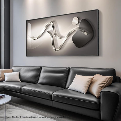 Modern Abstract Wall Art by [Brand Name] - Large 30x60 Inch Black & Grey Framed Prints for Living Room Decor
