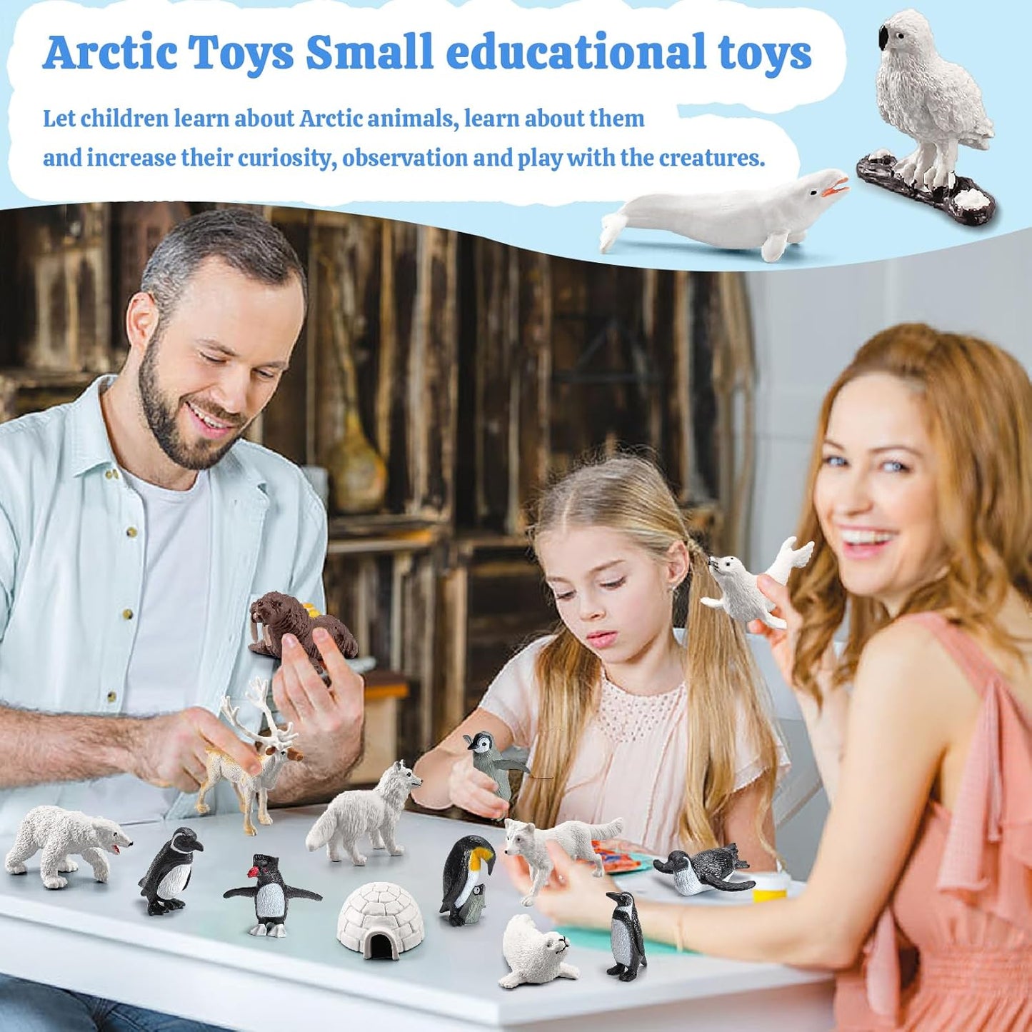 SCAHOW Arctic Animal Figures Set - 26 Miniature Polar Animal Toys for Kids | Perfect Cake Toppers & Gifts