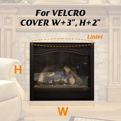 Fireplace Draft Cover, Fireplace Blocker Blanket Stops Heat Loss, Adjustable Fire Place Draft Stopper with Hook and Loop Tapes, Indoor Cold Air Blocker Black 45" W x 34" H