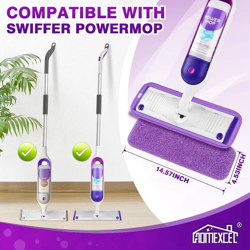 HOMEXCEL Microfiber Mop Pads - Reusable PowerMop Refills for 13''-15'' Spray Mops | Machine Washable, Pack of 4