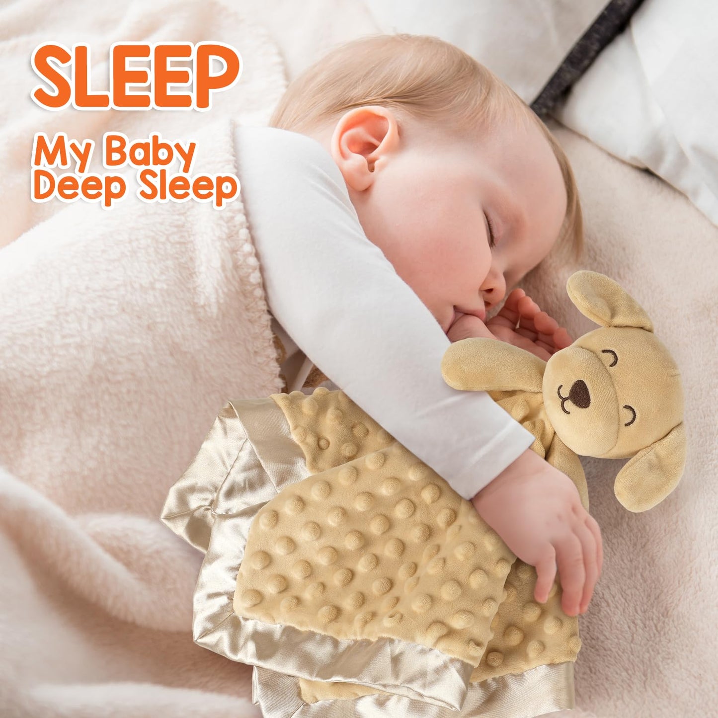 MOVEPAI Baby Dog Security Blanket, Soft Puppy Lovey Toy Blanket for Boys and Girls, Snuggle Toy Lovie Newborn Gift, Unisex Stuffed Animals Brown 16 Inch