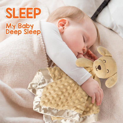 MOVEPAI Baby Dog Security Blanket, Soft Puppy Lovey Toy Blanket for Boys and Girls, Snuggle Toy Lovie Newborn Gift, Unisex Stuffed Animals Brown 16 Inch
