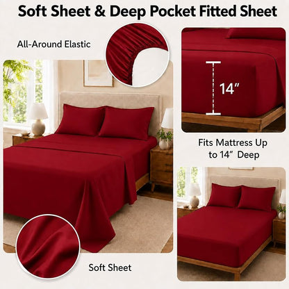 Full Size Comforter Set in Red - 7 Pieces Bed in a Bag (Variation: Red+Full)