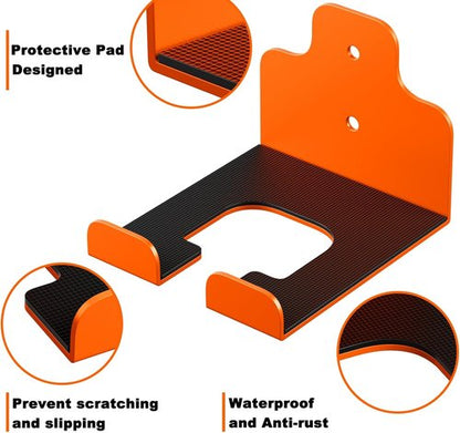 JNIHEEP Garage Organizer - Wall-Mounted Trimmer Rack for Garden Tools | 3-Pack (Orange)