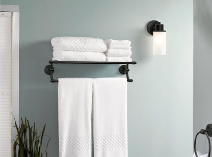 Moen DN0761BL Iso 1-Light Dual-Mount Bath Bathroom Vanity Fixture with Frosted Glass, Matte Black