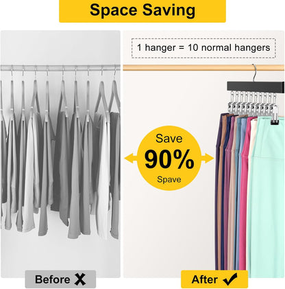 Skiennix Legging Organizer - 360° Rotating Pants Hangers with Clips for 20 Leggings & Jeans | 2-Pack