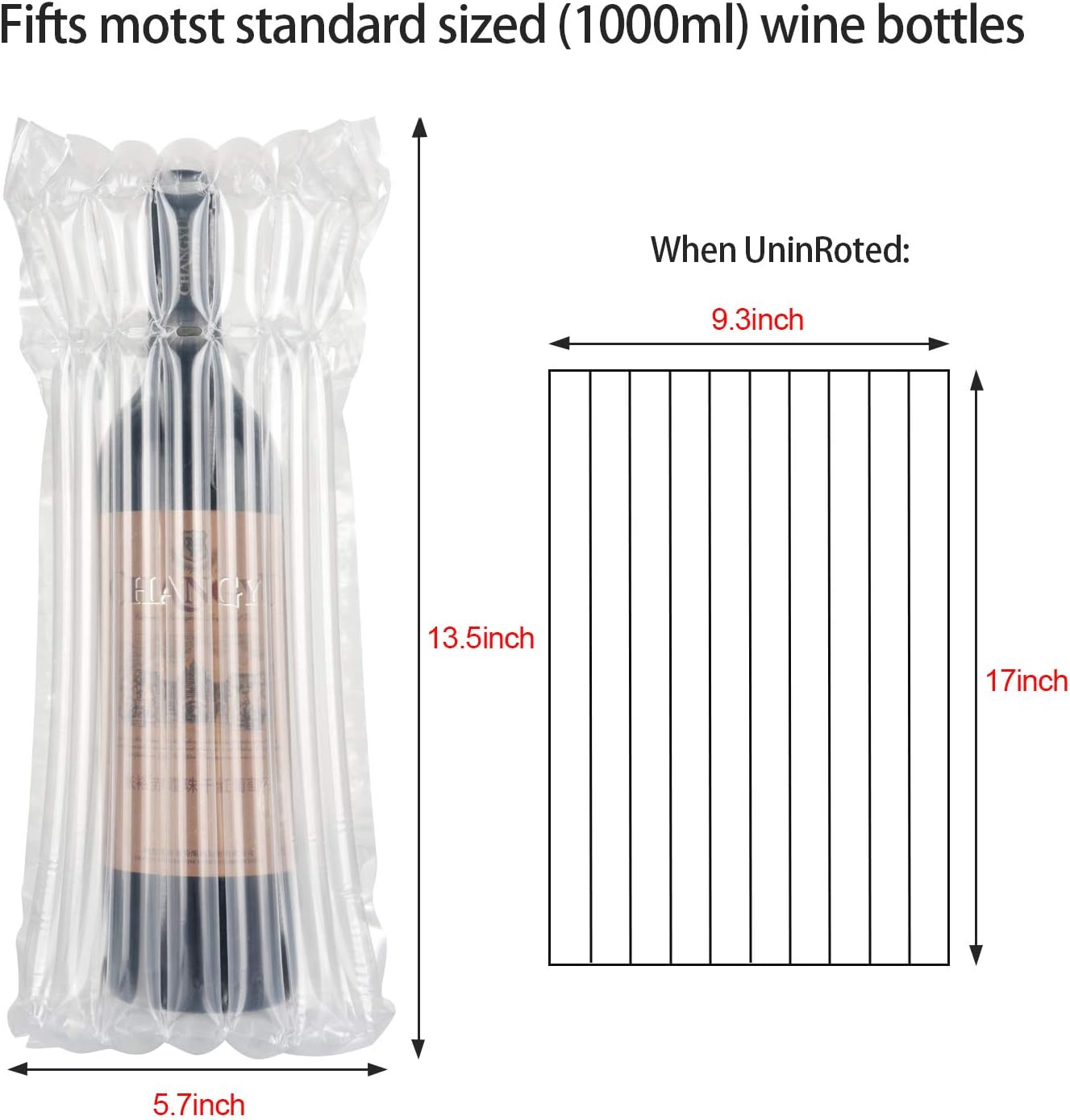 Wine Bottle Travel Protector Bags - 10 Pack Inflatable Travel Cushions with Pump for Luggage Protection
