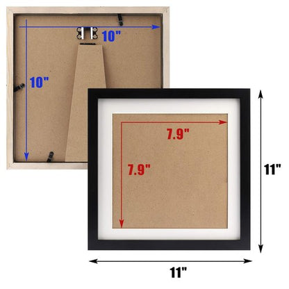 10x10 Black Picture Frames Square Classic Natural Wood 6 Pack for Wall Mounting and Tabletop Display