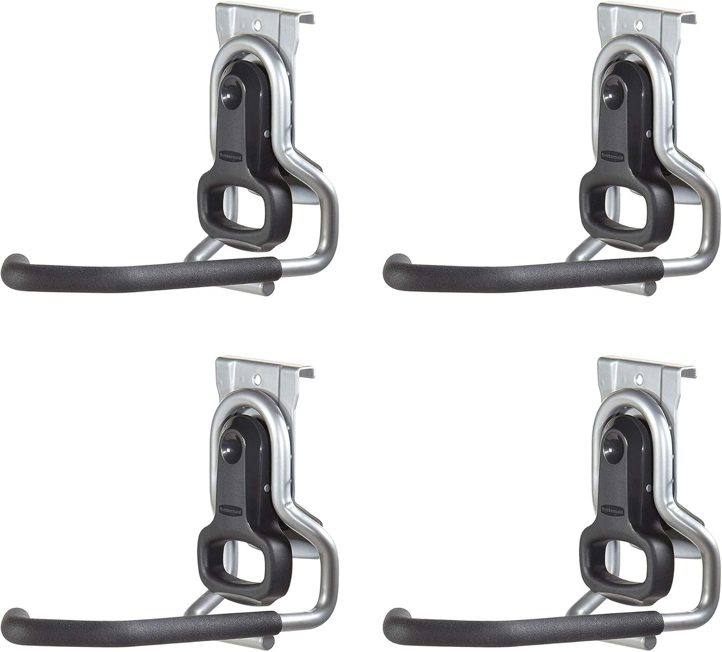 Rubbermaid Fasttrack Heavy-Duty Bicycle Storage Wall Hook - Vertical Bike Rack for Bikes Up to 50 lbs (4 Pack)