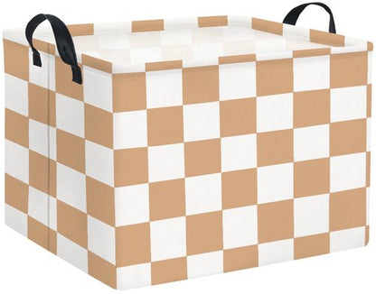 HIYAGON Rectangular Baby Girl Basket Fabric Storage Basket Storage Bin Organizer Box Room Decor(Brown Checkered)