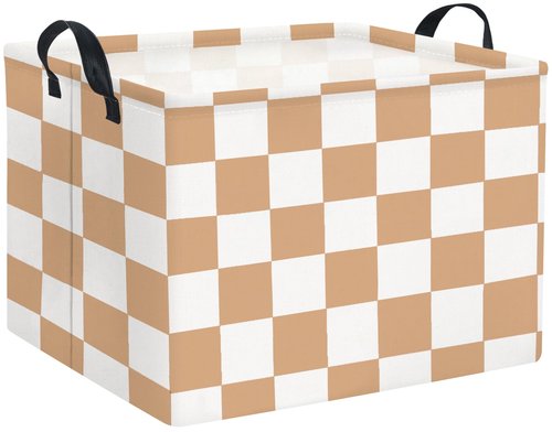 HIYAGON Rectangular Baby Girl Basket Fabric Storage Basket Storage Bin Organizer Box Room Decor(Brown Checkered)