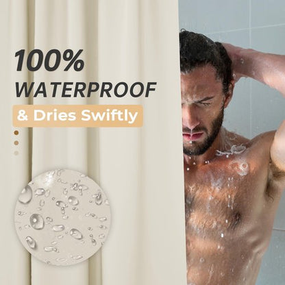 AmazerBath Plastic Shower Curtain Liner, 72 x 72 Inches EVA 8G Heavy Duty Beige Waterproof Weighted Thick Bathroom Curtain with 3 Clear Weights and 12 Rustproof Grommet Holes
