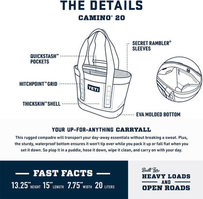 YETI Camino 20 Carryall - Versatile Utility Bag with Internal Dividers for Easy Organization