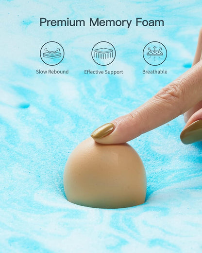 PERLECARE Memory Foam Mattress Topper - 3 Inch Cooling Gel Infused Pad for Pressure Relief | Blue, CertiPUR-US® Certified