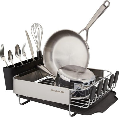 KitchenAid Dish Rack - Compact & Space-Saving Design with Removable Caddy | 16.06-Inch, Black