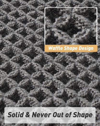 Upgraded Waffle Runner Rug, Super Absorbent Non Slip Bath Mats for Bathroom Floor, Washable Bathroom Runner Rug with Tassels, Ideal for Hallway Bedroom Laundry Room, Dark Grey, 2'x 4'(24" x 48")