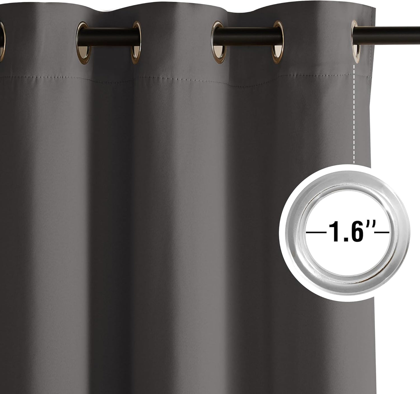 NICETOWN Room Darkening Curtains - Grey Drapery Panels, 2 Pack | 52" x 84" Size