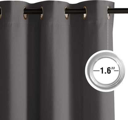 NICETOWN Room Darkening Curtains - Grey Drapery Panels, 2 Pack | 52" x 84" Size