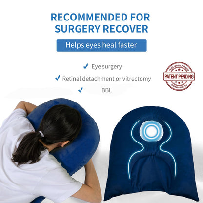 Face Down Pillow for Sleeping, Prone Pillow for Vitrectomy or Retinal Surgery, Adjustable Height Prone Prone Pillow Face Down Sleep, Retina Lying Pillow Eye Surgery Recovery (Velvet-Dark blue)