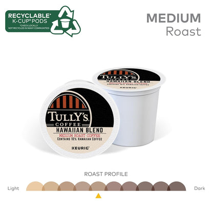 Tully's Coffee Hawaiian Blend K-Cup Pods - Medium Roast, 72 Count | Perfect for Keurig Machines