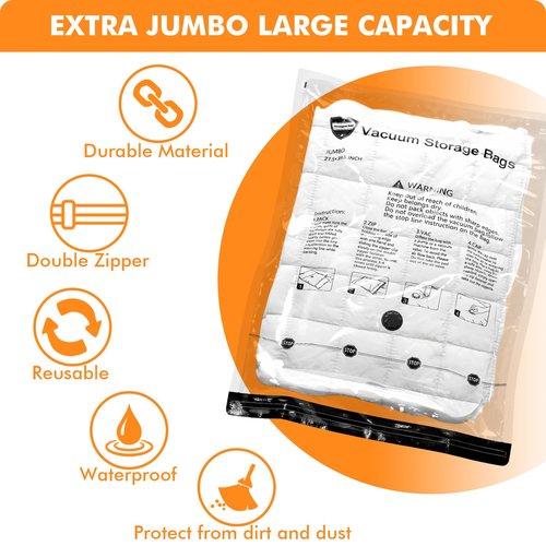 GONGSHI Vacuum Storage Bags, Space Saver Seal Bags For Clothing, Blankets, Comforters, Pillows, Clothes Storage,Travel Luggage,24 Combo-EPUMP