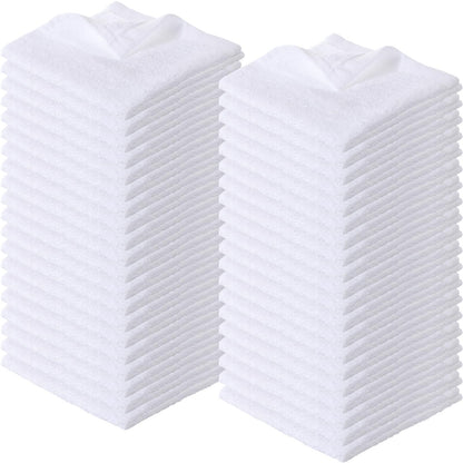 Newwiee 40 Pcs Wash Cloth Bulk Cotton Bath Hand Face Washcloths Soft Quick Drying Towel for Women Bathroom Washing Body Viscose Fiber Multipurpose Fingertip Rags(White,10 x 10 Inch)