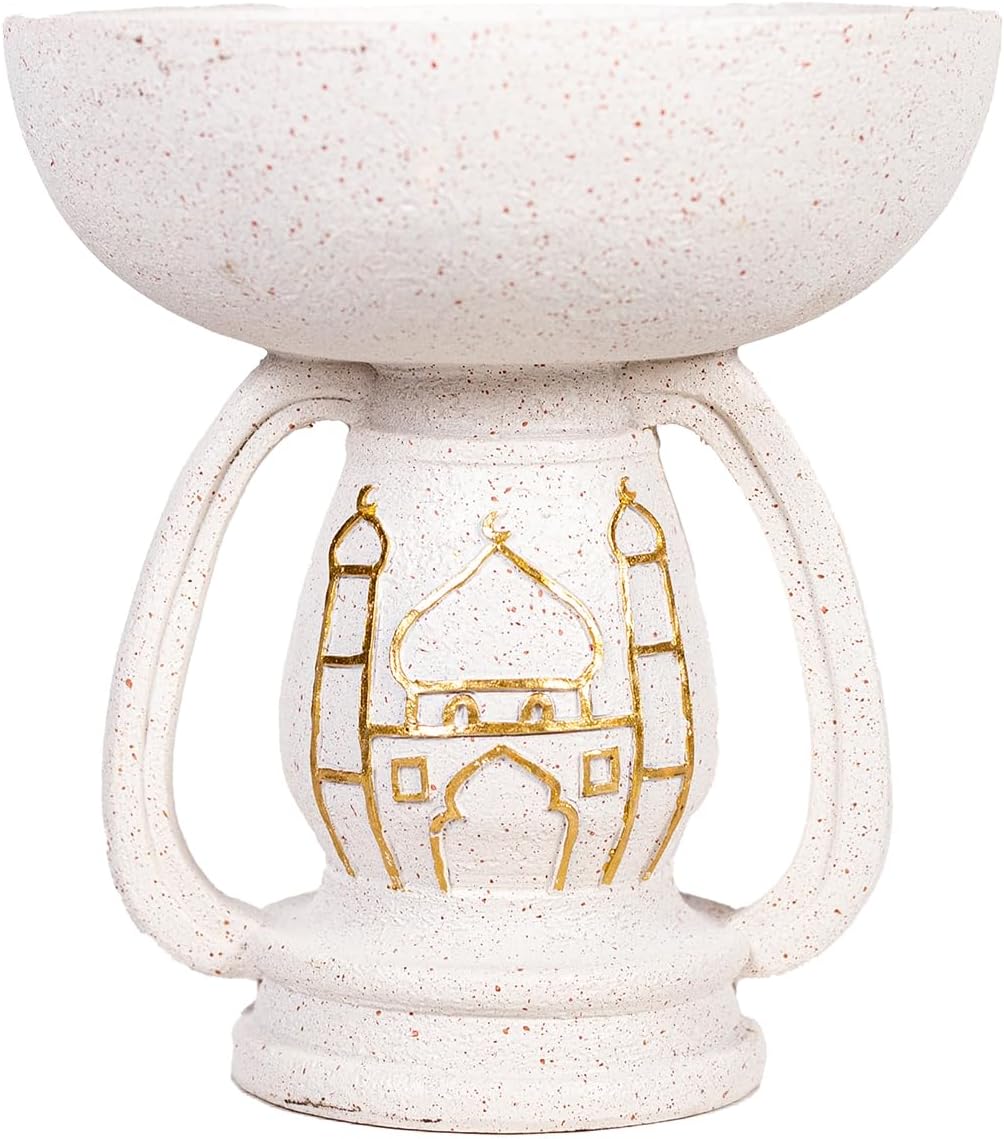 Regine Switzerland Mosque Sculpture - Elegant White Resin Ornament with Gold Pattern