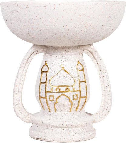 Regine Switzerland Mosque Sculpture - Elegant White Resin Ornament with Gold Pattern