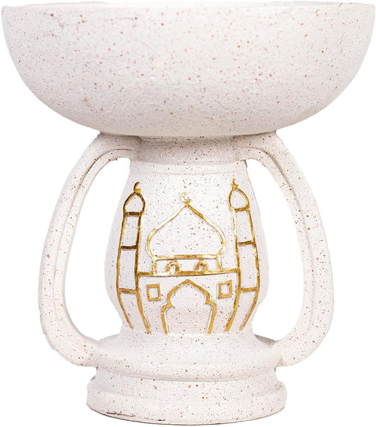 Regine Switzerland Mosque Sculpture - Elegant White Resin Ornament with Gold Pattern