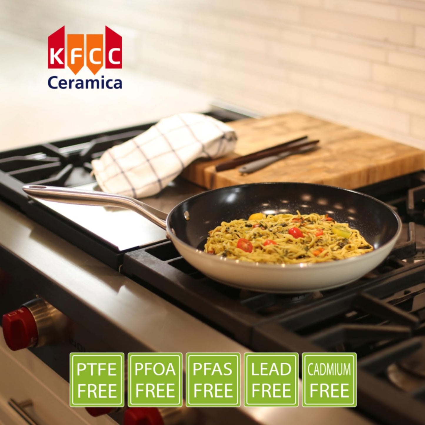 ValenCera TeChef Collection | 12" Ceramic Nonstick Frying Pan Skillet, Nontoxic - Free of PFAS, PFOA, PTFE, Made in Korea (12-in)