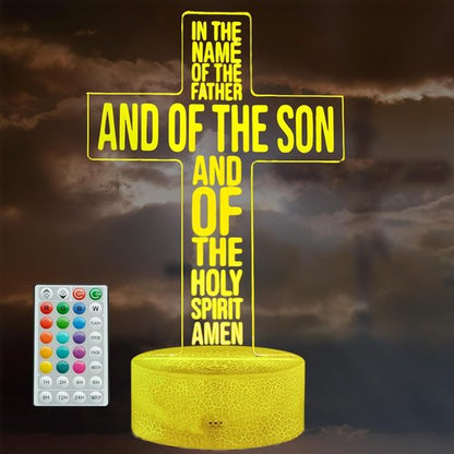 Cross 3D Night Light - Jesus Lamp with 16 Color Changing Options & Remote Control | Perfect Gift for Christmas & Birthdays