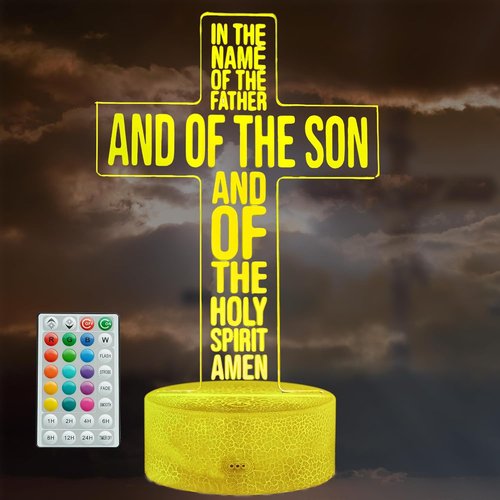 Cross 3D Night Light - Jesus Lamp with 16 Color Changing Options & Remote Control | Perfect Gift for Christmas & Birthdays