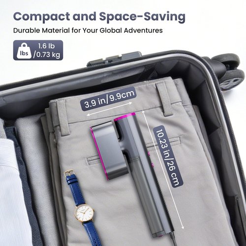 Travel Steamer for Clothes,100-220V Portable Iron,15s Heat Up,Steamer ＆ Iron 2 In 1, Travel Size,Large Ceramic Heat Panel