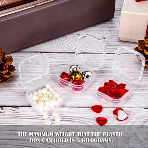 Clear Plastic Bead Storage Containers by [Brand Name] - 24 Packs with Hinged Lid for Crafts & Jewelry | 1.37 x 1.37 x 0.7 Inches