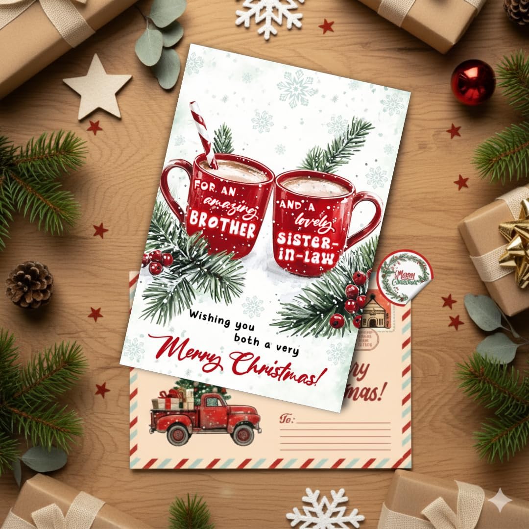 Regine Switzerland Christmas Card - Heartfelt Holiday Greeting for Brother & Sister-in-Law | Includes Envelope