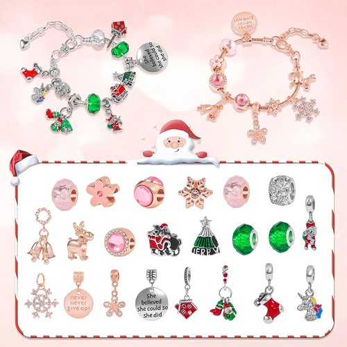 Advent Calendar 2025 - 24-Day Christmas Countdown with DIY Bracelets & Charms | Perfect Gift for Kids