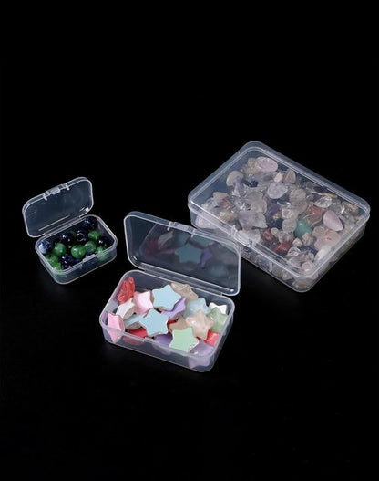 LJY 28-Piece Plastic Storage Container Set - Clear Rectangular Bins with Lids for Beads & Jewelry