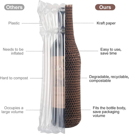 Wine Bottle Protector Sleeves by Honeycomb Paper,36 Set Reusable Glass Liquor Bottle Sleeves for Airplane Travel,Transport,Camping-Proof Safety Impact Resist