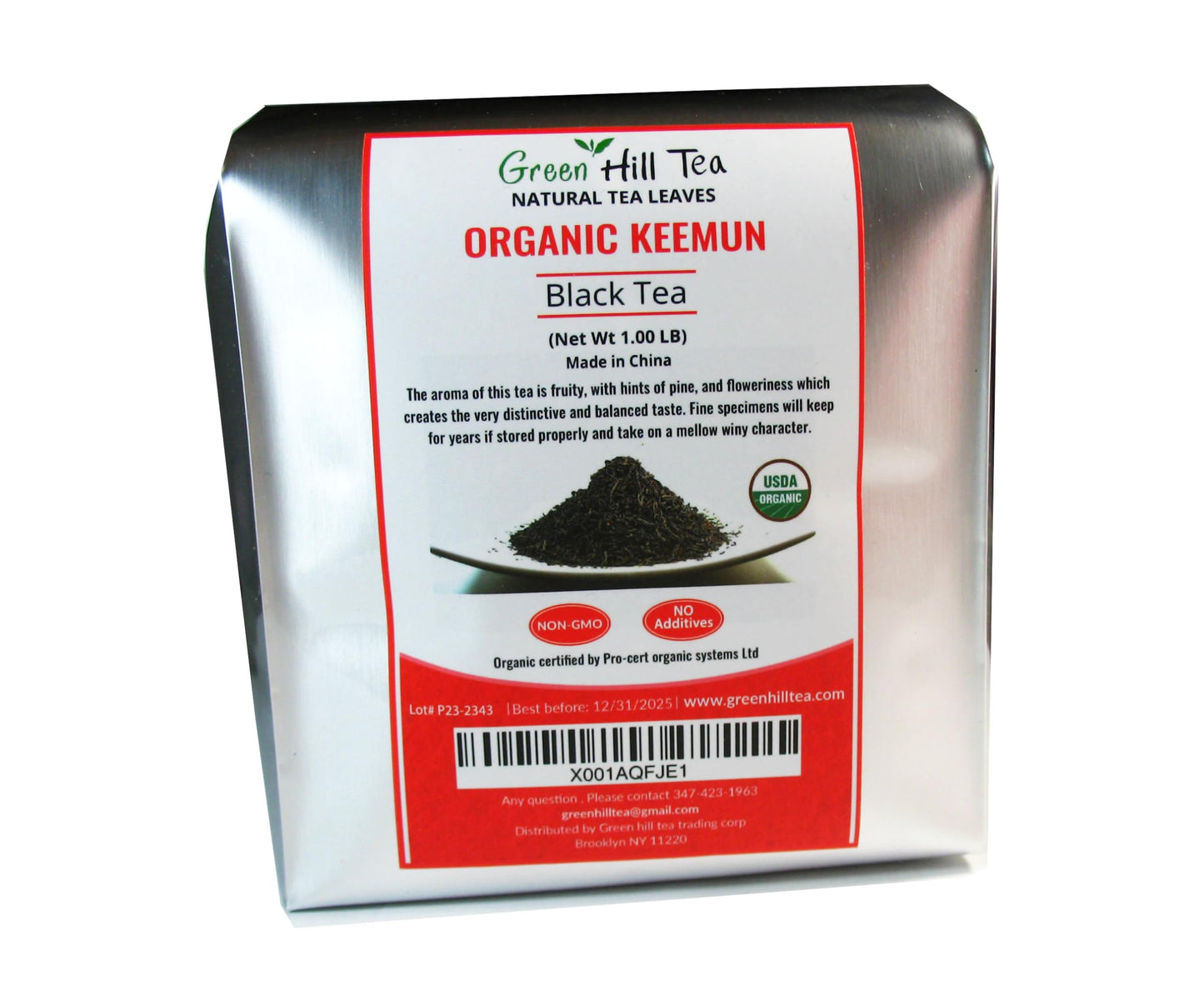 Organic Keemun Black Tea, China's most famous natural and organic black iced tea - 1lb Tea Bag