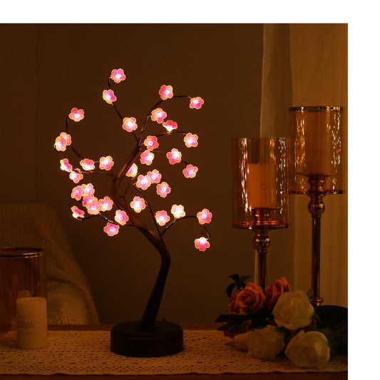 Cherry Blossom Bonsai Tree Light Lamp, 36 LED Tree Lamp Japanese Decor Battery and USB Plug in Tabletop Lighted Tree Table Lamp Indoor Modern Home Decor(Warm White)