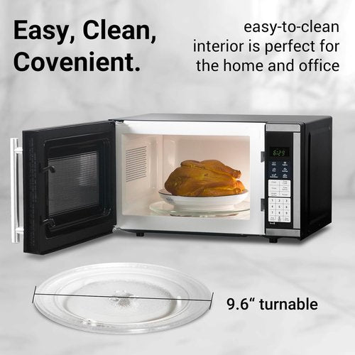 Countertop Microwave Oven - 0.7 Cu. Ft. 700 Watts with LED Lighting & Turntable | Compact Black Design for Apartments & Dorms