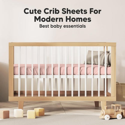 KeaBabies 2-Pack Organic Crib Sheets for Boys, Girls - 52x28 Fitted Crib Mattress Sheet Neutral, Breathable Jersey Cotton Cover for Baby Bed, Toddler Mattress, Soft & Cute Prints (Rose)