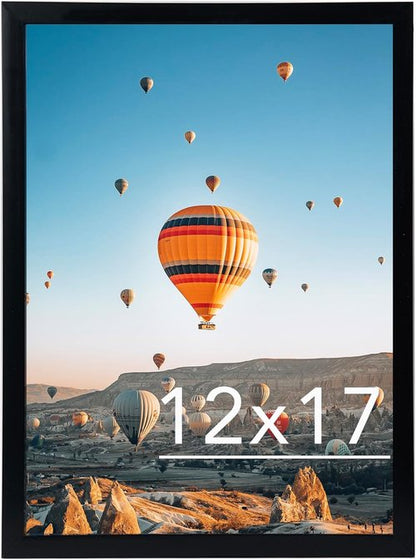 JCJMY 12x17 Picture Frame - Black Wall Mount for Horizontal or Vertical Display | Shatter-Resistant Plexiglass